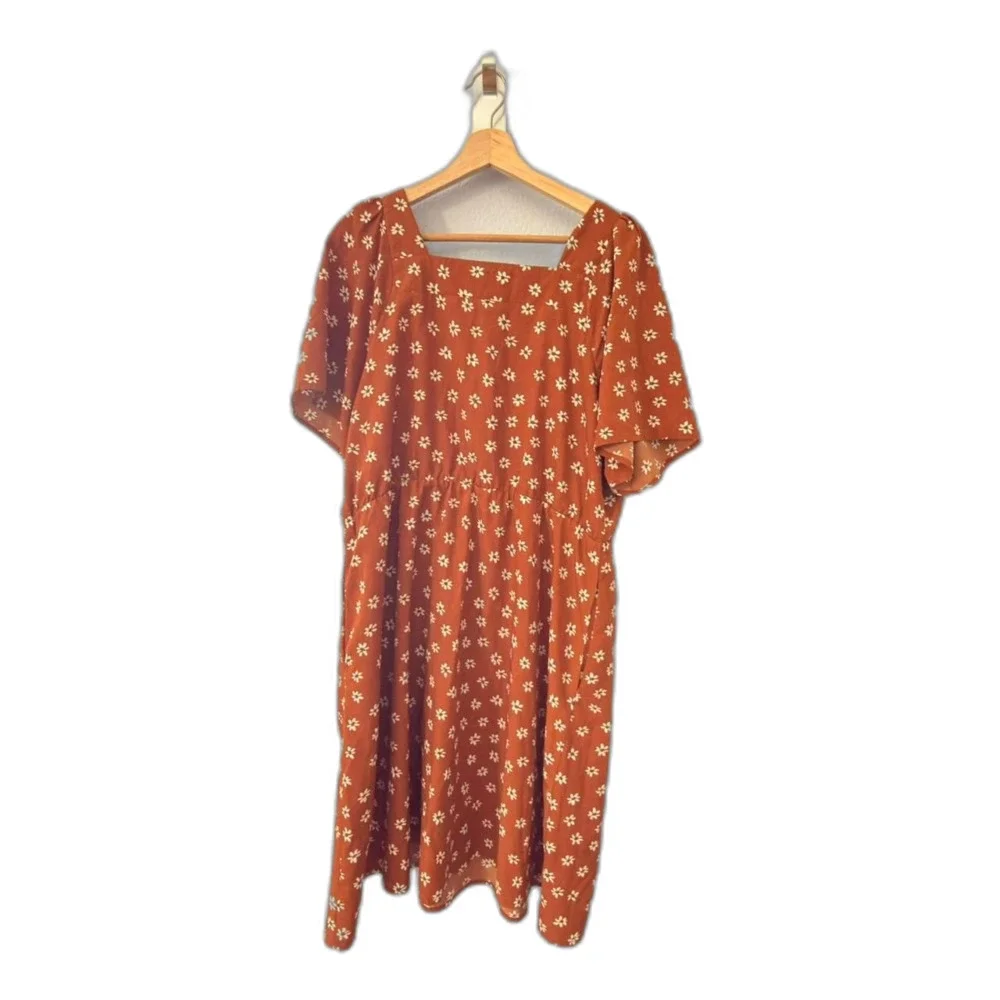 Roolee Women's Orange Floral Dress L - Picture 3 of 4